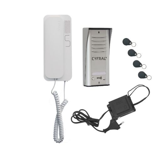 Audio telefonspynės komplektas CYFRAL COSMO R-1 sidabro spalvos