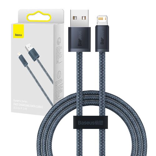 Baseus dinaminės serijos USB prie Lightning kabelis, 2,4A, 2 m (pilkas)