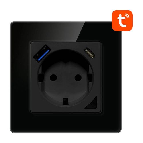 Išmanioji rozetė Wifi Avatto N-WOT10-USB-B TUYA USB USB-C (juoda)