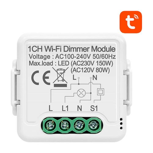 Išmanusis dimeriuojamas jungiklio modulis WiFi Avatto N-DMS01-1 TUYA