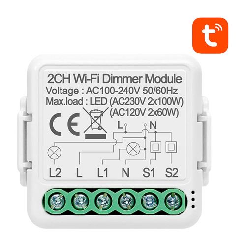 Išmanusis dimeriuojamas jungiklio modulis WiFi Avatto N-DMS01-2 TUYA